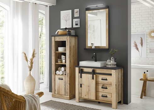 Vannitoakapp SHERWOOD pruun / hall, 51x38xH146 cm