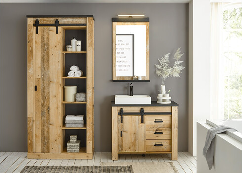 Vannitoakapp SHERWOOD pruun / hall, 51x38xH201 cm