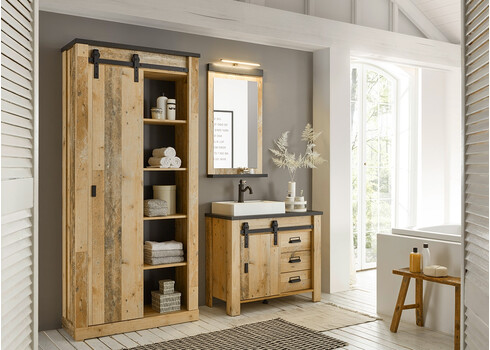 Vannitoakapp SHERWOOD pruun / hall, 51x38xH201 cm