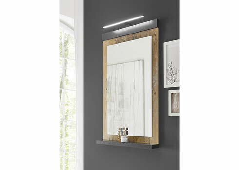 Seinapeegel valgustusega SHERWOOD pruun / hall, 56x10xH100 cm