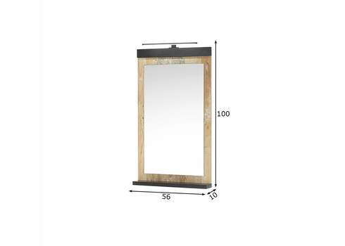 Seinapeegel valgustusega SHERWOOD pruun / hall, 56x10xH100 cm
