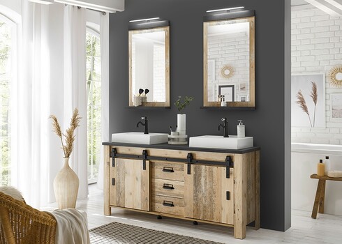 Valamukapp + 2 valamut SHERWOOD pruun / hall, 164x43xH91 cm