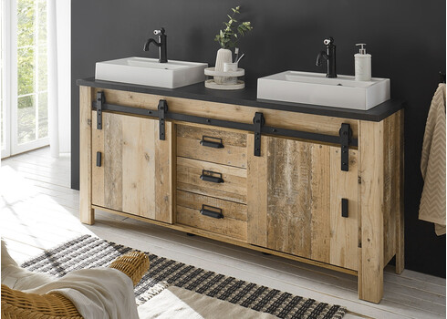 Valamukapp + 2 valamut SHERWOOD pruun / hall, 164x43xH91 cm