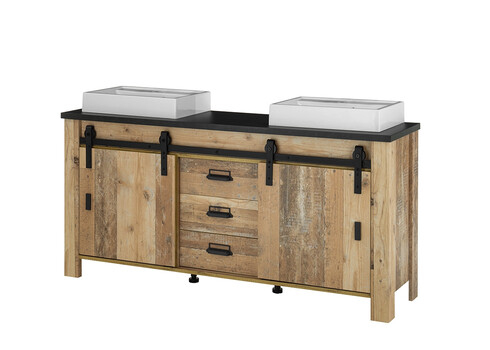 Valamukapp + 2 valamut SHERWOOD pruun / hall, 164x43xH91 cm