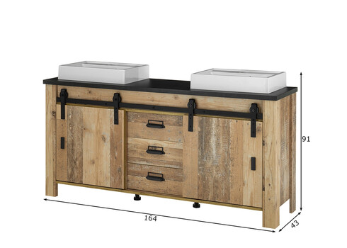 Valamukapp + 2 valamut SHERWOOD pruun / hall, 164x43xH91 cm