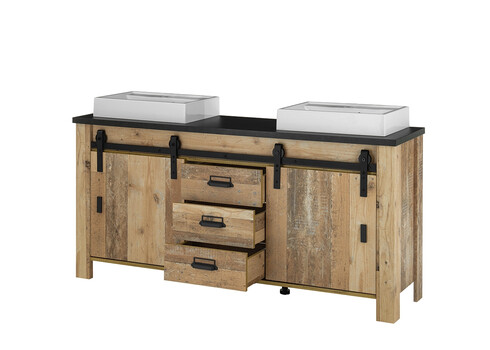 Valamukapp + 2 valamut SHERWOOD pruun / hall, 164x43xH91 cm