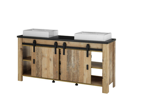 Valamukapp + 2 valamut SHERWOOD pruun / hall, 164x43xH91 cm