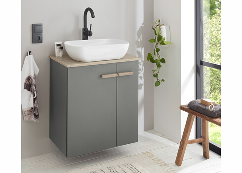 Valamukapp + valamu SOLID antratsiit, 60x40xH82 cm