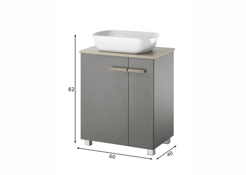 Valamukapp + valamu SOLID antratsiit, 60x40xH82 cm