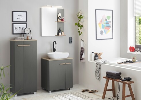 Valamukapp + valamu SOLID antratsiit, 60x40xH82 cm