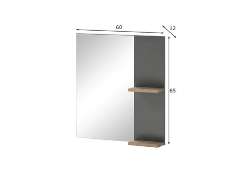 Vannitoapeegel SOLID antratsiit, 60x12xH65 cm