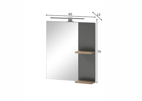 Vannitoapeegel SOLID antratsiit, 60x12xH70 cm