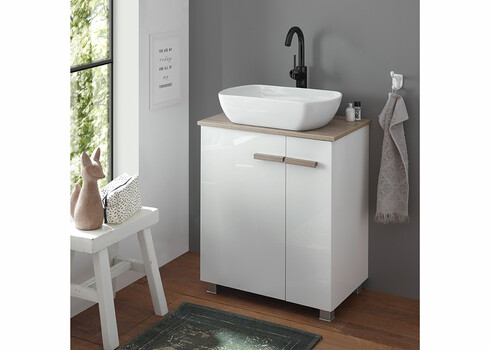 Valamukapp + valamu SOLID valge kõrgläige, 60x40xH82 cm