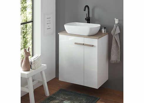 Valamukapp + valamu SOLID valge kõrgläige, 60x40xH82 cm