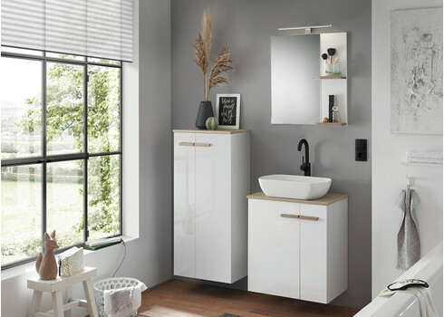 Valamukapp + valamu SOLID valge kõrgläige, 60x40xH82 cm