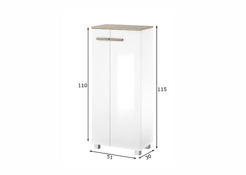 Vannitoakapp SOLID valge kõrgläige, 51x30xH115 cm