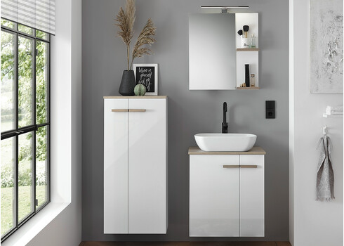 Vannitoapeegel valgustusega SOLID valge läige, 60x12xH70 cm