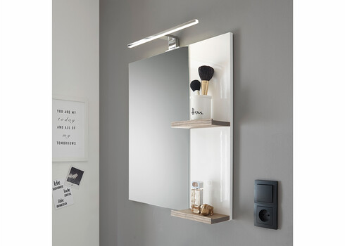 Vannitoapeegel valgustusega SOLID valge läige, 60x12xH70 cm