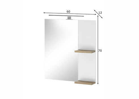 Vannitoapeegel valgustusega SOLID valge läige, 60x12xH70 cm