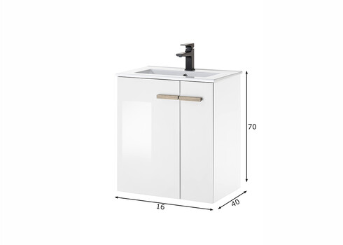 Valamukapp + valamu SOLID valge läige, 60x40xH70 cm