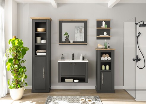 Seinapeegel WESTMINSTER tumehall / tamm, 80x15xH75 cm