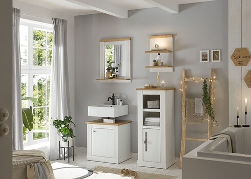 Seinariiul WESTMINSTER valge mänd / tamm, 40x20xH59 cm