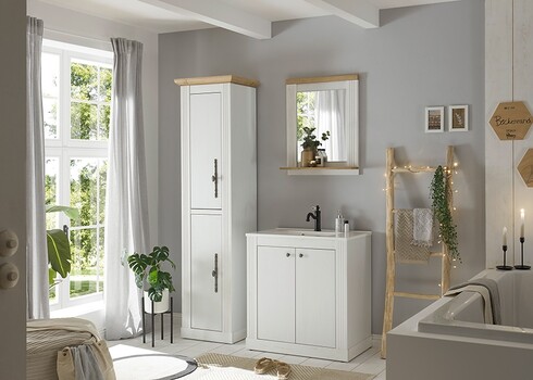 Seinapeegel WESTMINSTER valge mänd / tamm, 80x15xH75 cm