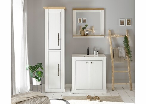 Seinapeegel WESTMINSTER valge mänd / tamm, 80x15xH75 cm