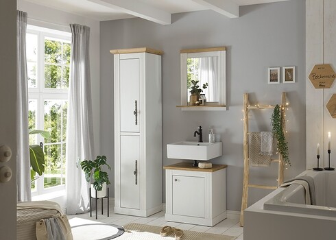 Seinapeegel WESTMINSTER valge mänd / tamm, 60x15xH75 cm