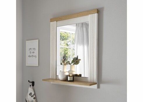 Seinapeegel WESTMINSTER valge mänd / tamm, 60x15xH75 cm