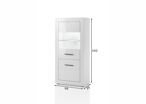 Vitriinkapp BIANCO valge läige, 66x35xH142 cm