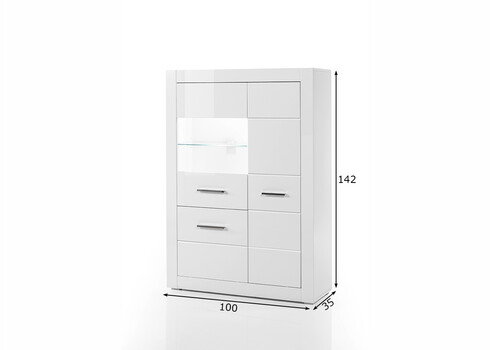 Vitriinkapp BIANCO valge läige, 100x35xH142 cm