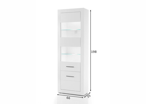 Vitriinkapp BIANCO valge läige, 66x35xH198 cm