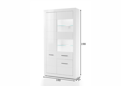 Vitriinkapp BIANCO valge läige, 100x35xH198 cm