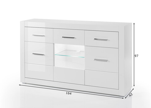 Kummut BIANCO valge läige, 164x42xH97 cm