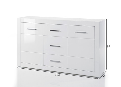 Kummut BIANCO valge läige, 164x42xH97 cm