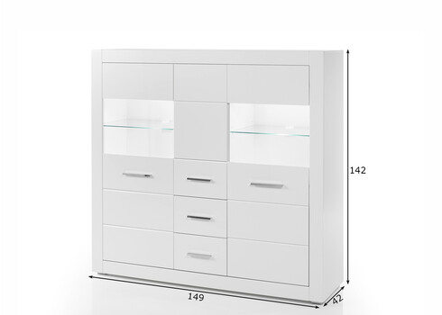 Kummut BIANCO valge läige, 149x42xH142 cm