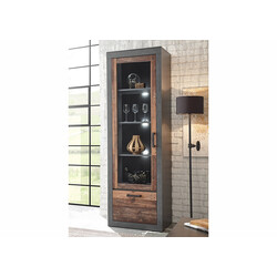 Vitriinkapp BROOKLYN pruun / hall, 65x40xH201 cm