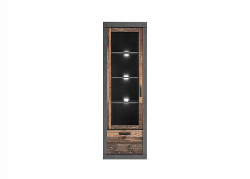 Vitriinkapp BROOKLYN pruun / hall, 65x40xH201 cm