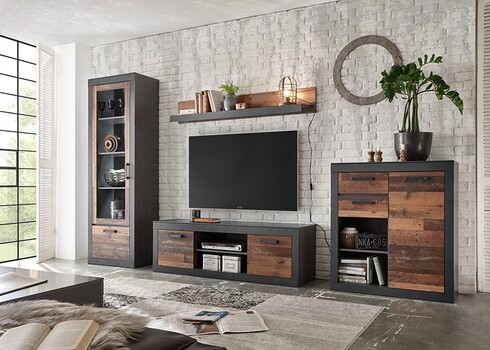 Vitriinkapp BROOKLYN pruun / hall, 65x40xH201 cm