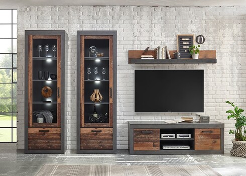 Vitriinkapp BROOKLYN pruun / hall, 65x40xH201 cm