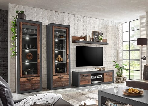 Vitriinkapp BROOKLYN pruun / hall, 65x40xH201 cm