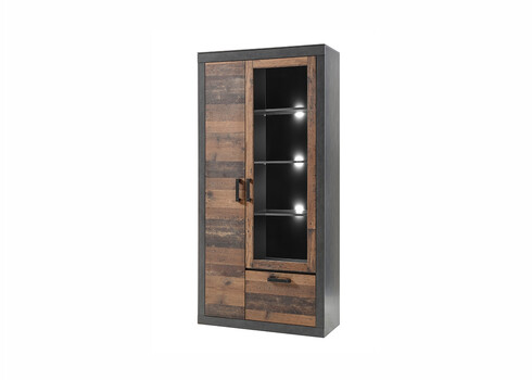 Vitriinkapp BROOKLYN pruun / hall, 97x40xH201 cm