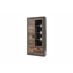 Vitriinkapp BROOKLYN pruun / hall, 97x40xH201 cm