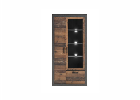 Vitriinkapp BROOKLYN pruun / hall, 97x40xH201 cm
