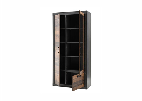 Vitriinkapp BROOKLYN pruun / hall, 97x40xH201 cm