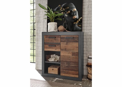 Kummut BROOKLYN pruun / hall, 92x40xH104 cm