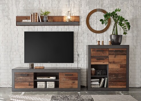 Kummut BROOKLYN pruun / hall, 92x40xH104 cm