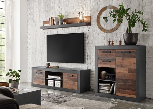 Kummut BROOKLYN pruun / hall, 92x40xH104 cm