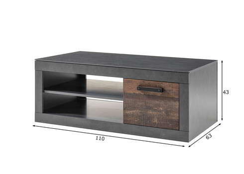 Diivanilaud BROOKLYN pruun / hall, 110x63xH43 cm